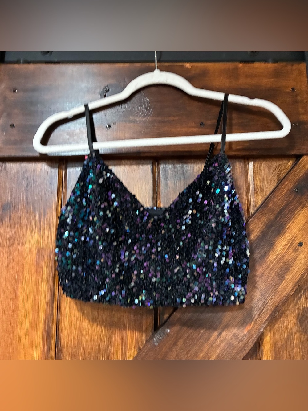 Forever 21 sequin & crushed velvet cropped top